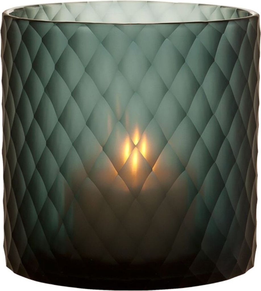 Casa Padrino Glas Teelichthalter / Windlicht Saphirfarben Ø 20 x H. 20 cm - Luxus Teelichthalter mit Diamantenschliff