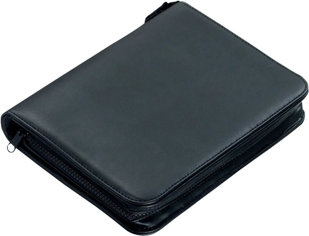 Alassio® 30006 Raccoglitore ad anelli Luino - A5, 25 x 17,5 x 4 cm, 4 anelli, Pelle finta, nero