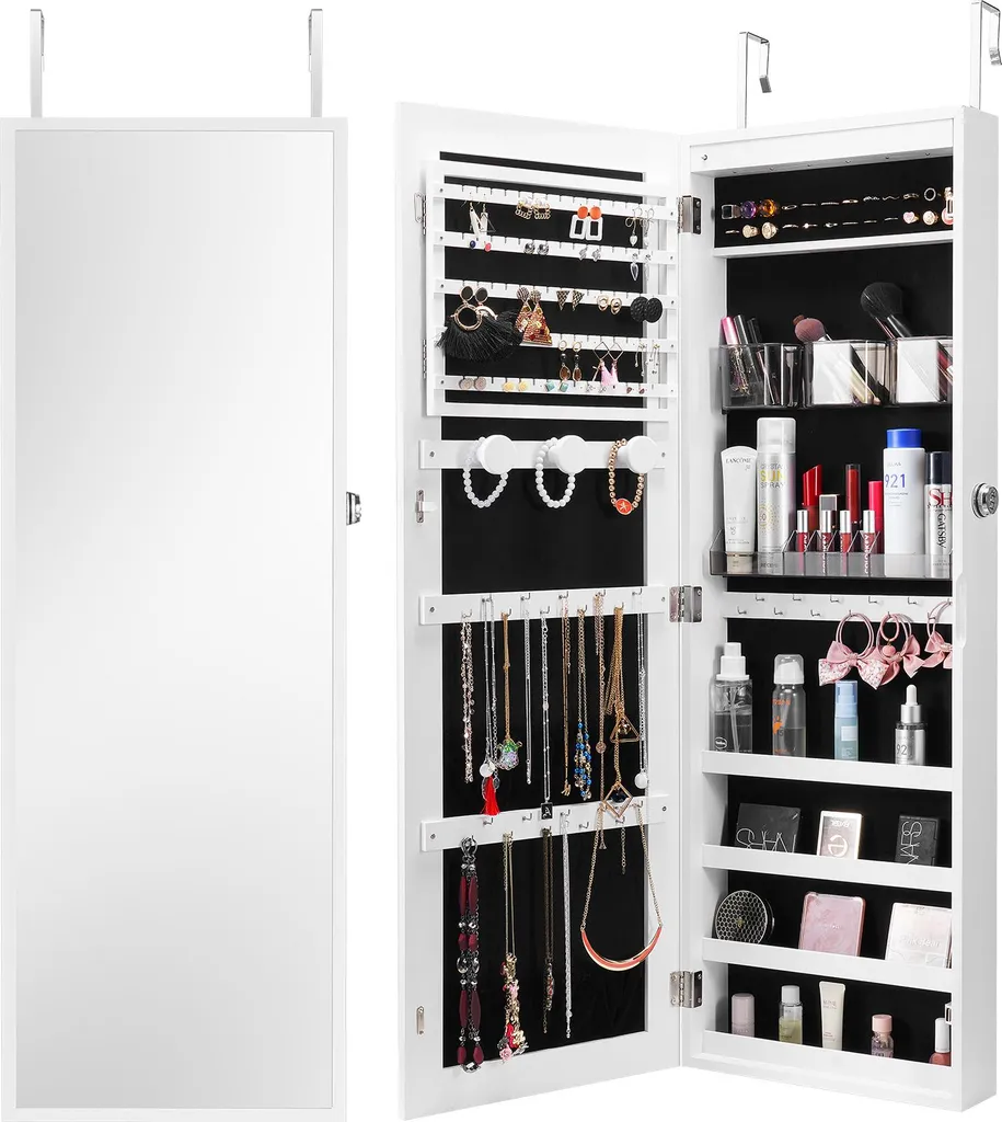 Armoire à bijoux miroir murale SucceBuy 108 cm blanche - Rangement chic