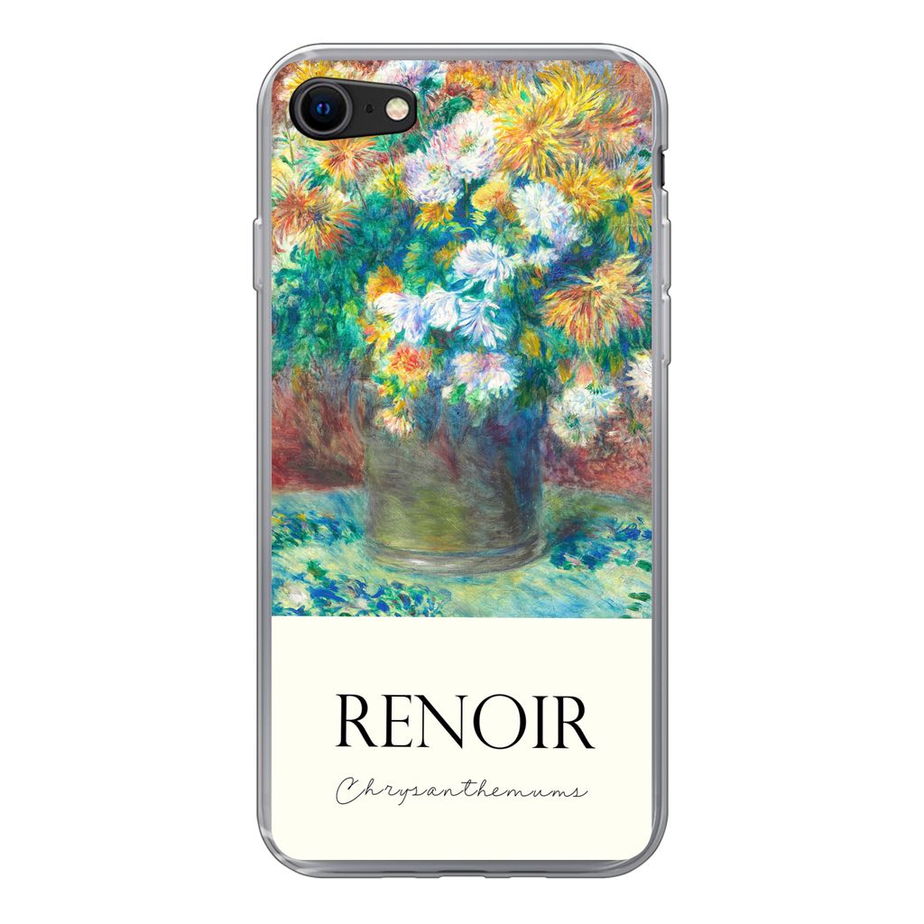 MuchoWow Handyhülle Schutzhülle Hülle für iPhone SE 2022 Renoir - Chrysantheme - Gemälde Silikon Softcase Handy Hülle - Schutzhülle