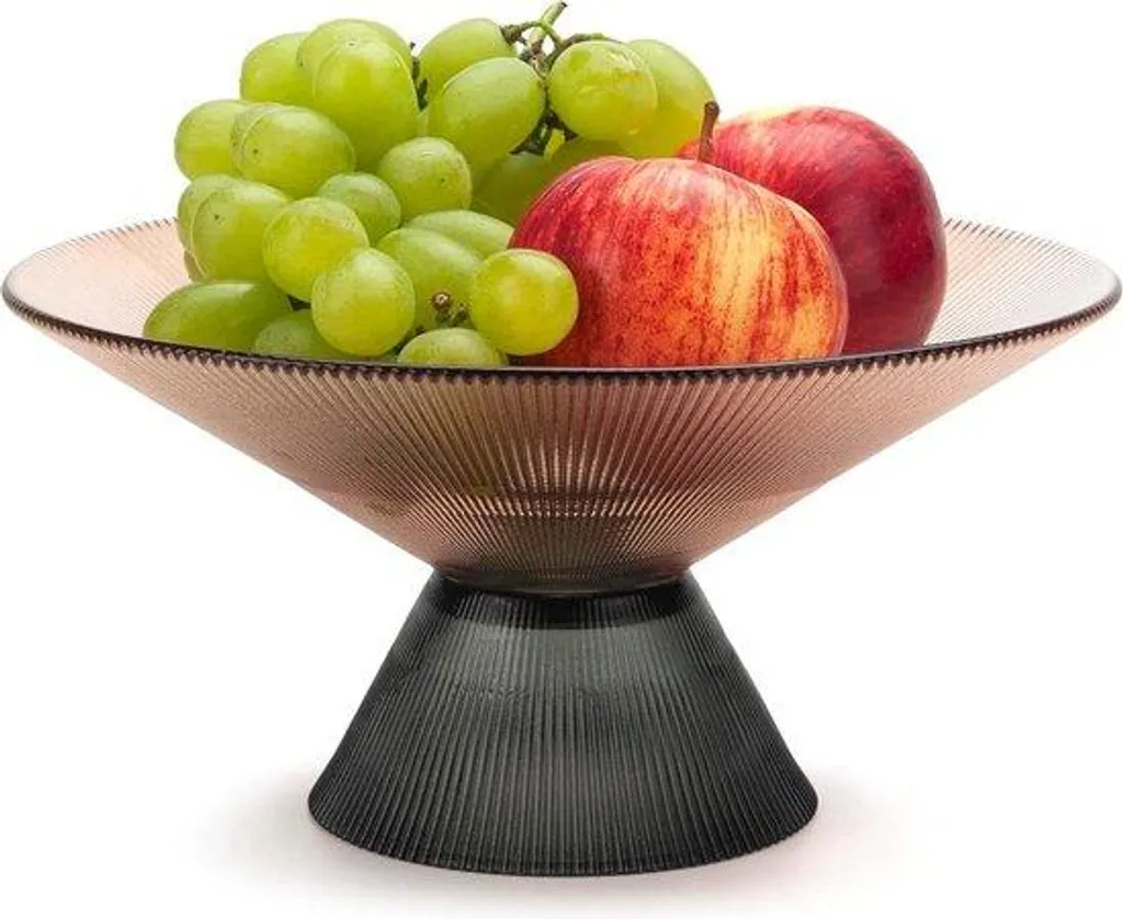 Corbeille à fruits en verre orange pour décoration de cuisine colorée