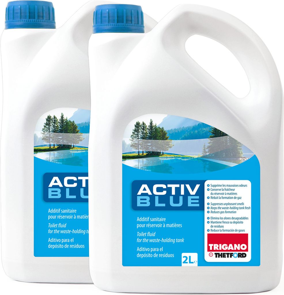 2x Thetford Activ Blue Toiletten Zusatz für Abwasserbehälter je 2L Fäkalientank Camping Toiletten Flüssigkeit