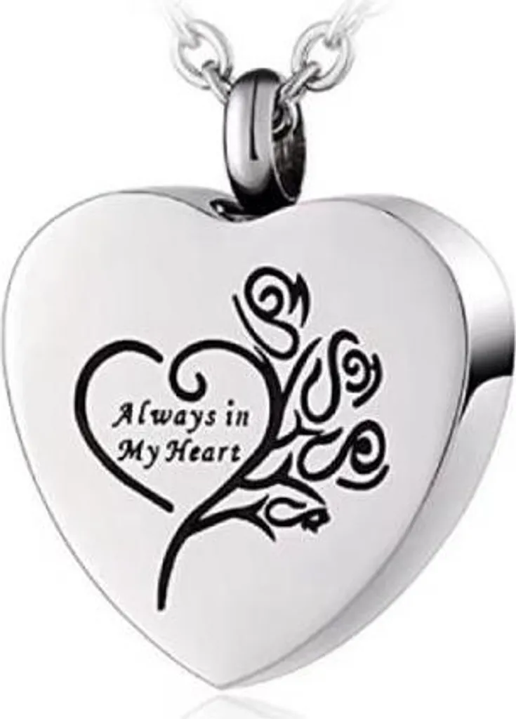 Collana con urna commemorativa Albero della Vita a forma di cuore in