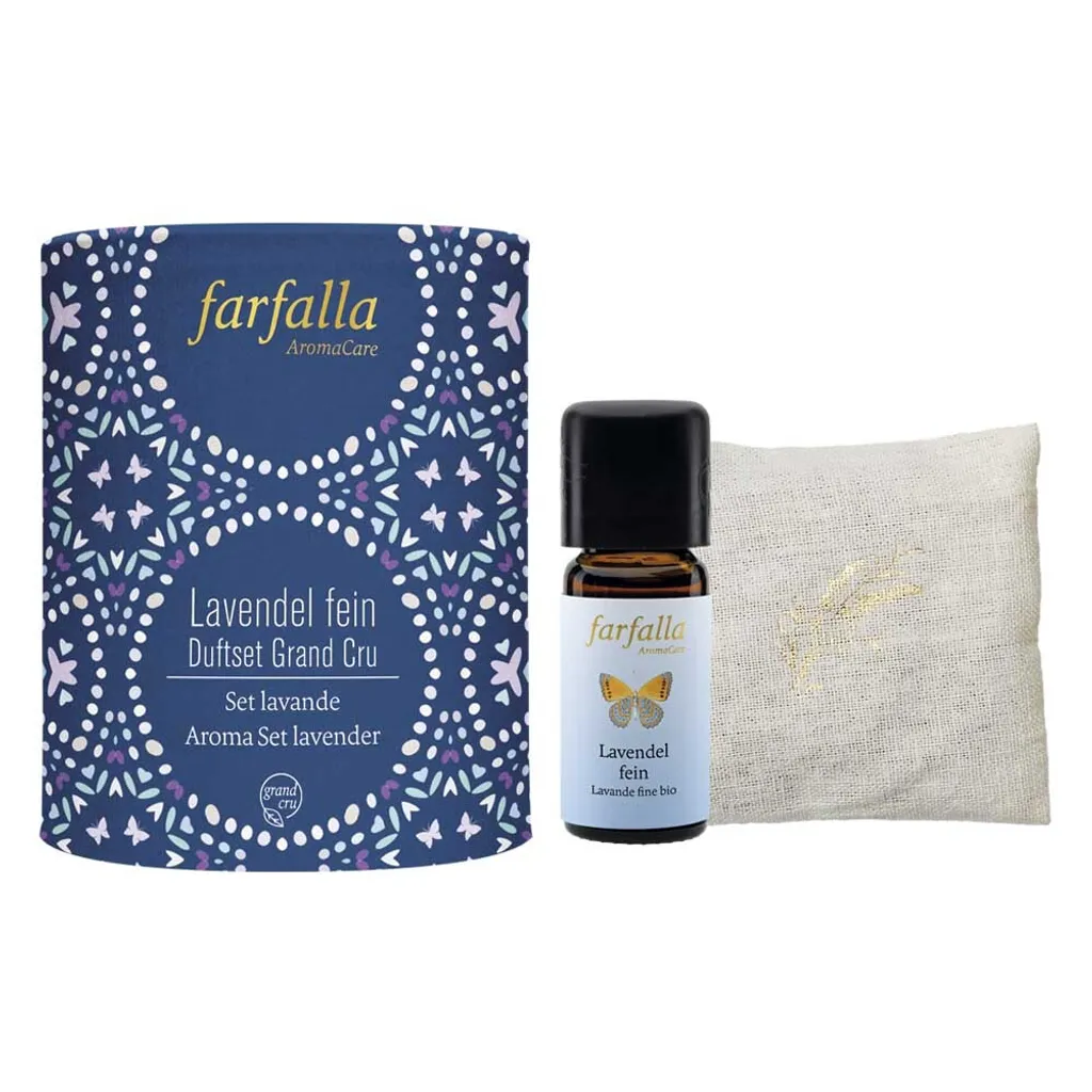 Coffret cadeau lavande fine avec huile essentielle pure et coussin