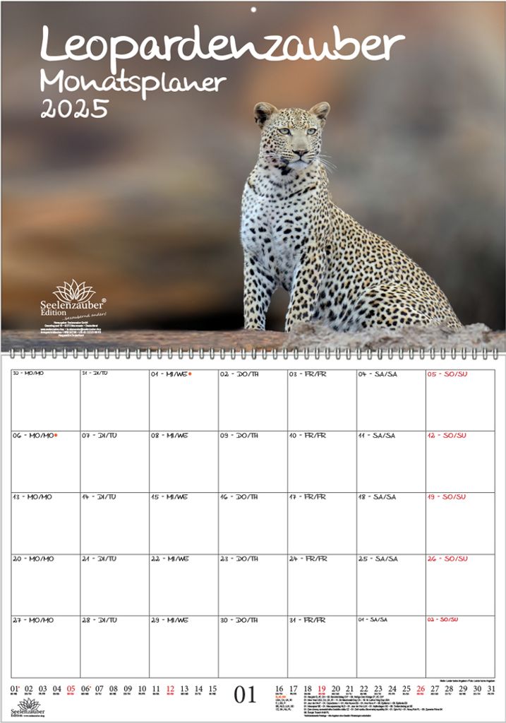 Leopardenzauber Planer DIN A2 Kalender für 2025 Leoparden - Seelenzauber