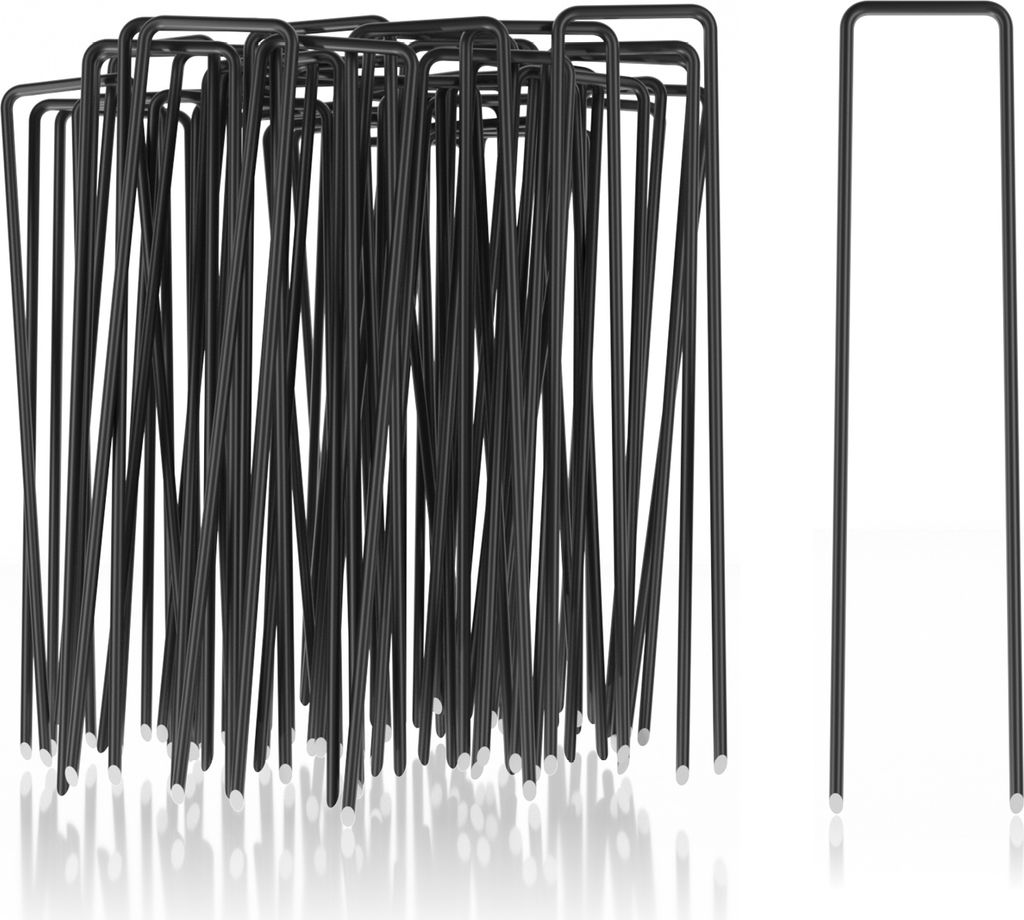 com-four 50x Erdanker Kohlenstoffstahl - robuste Erdnägel zur Befestigung von Unkrautvlies und Folien - Bodenanker für Garten und Camping - eckig