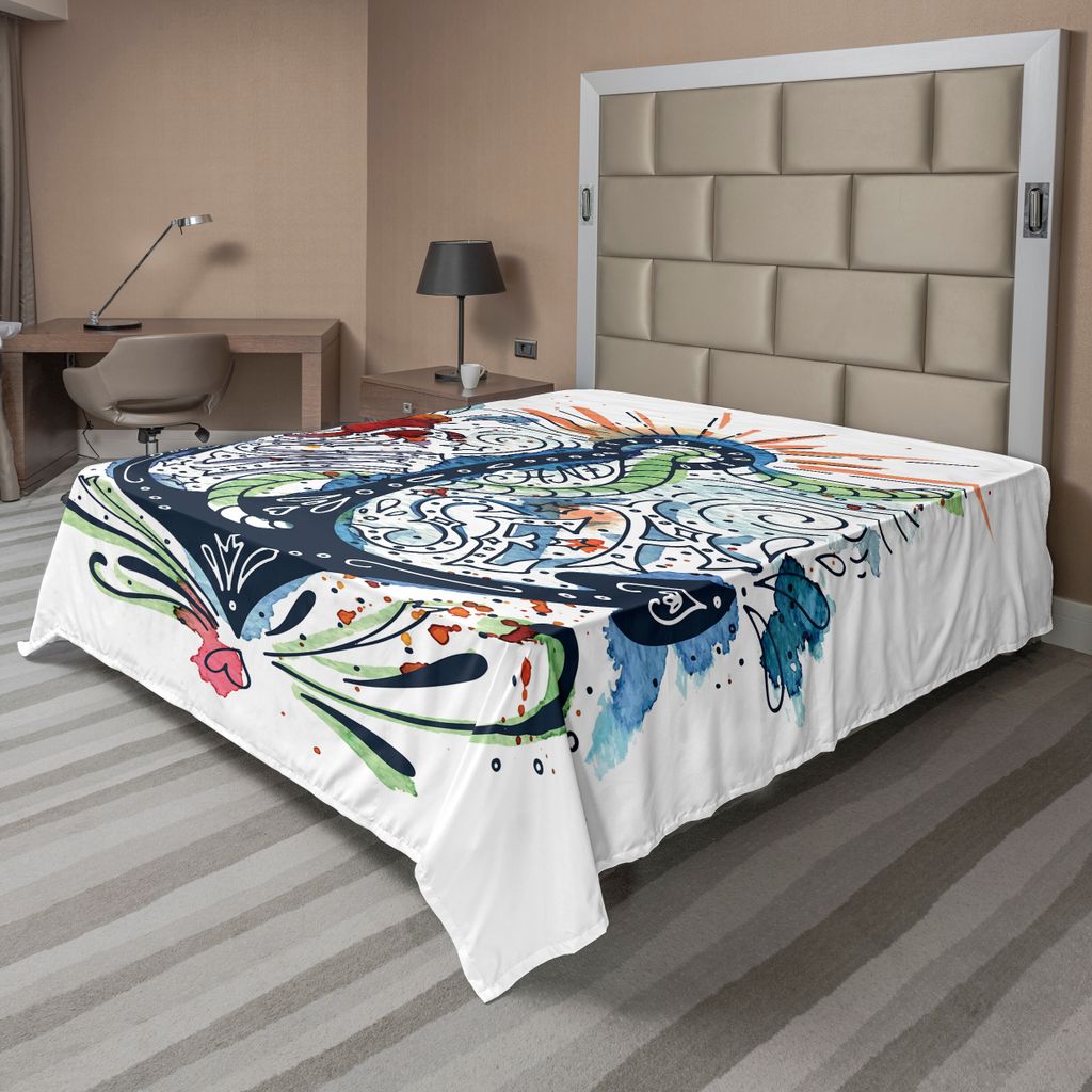 ABAKUHAUS Anker Bettlaken, Aufwändiger Schiffs Anker Mit Sun Herz Und Die Touristen Marine Sommer Design Festmachen, weiches bequemes oberes Bettl...