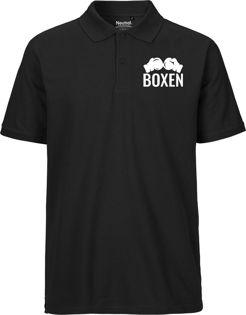 Huuraa Herren Polo Shirt Boxen Boxhandschuhe 3XL Black Bio Baumwolle Fairtrade Poloshirt Geschenkidee
