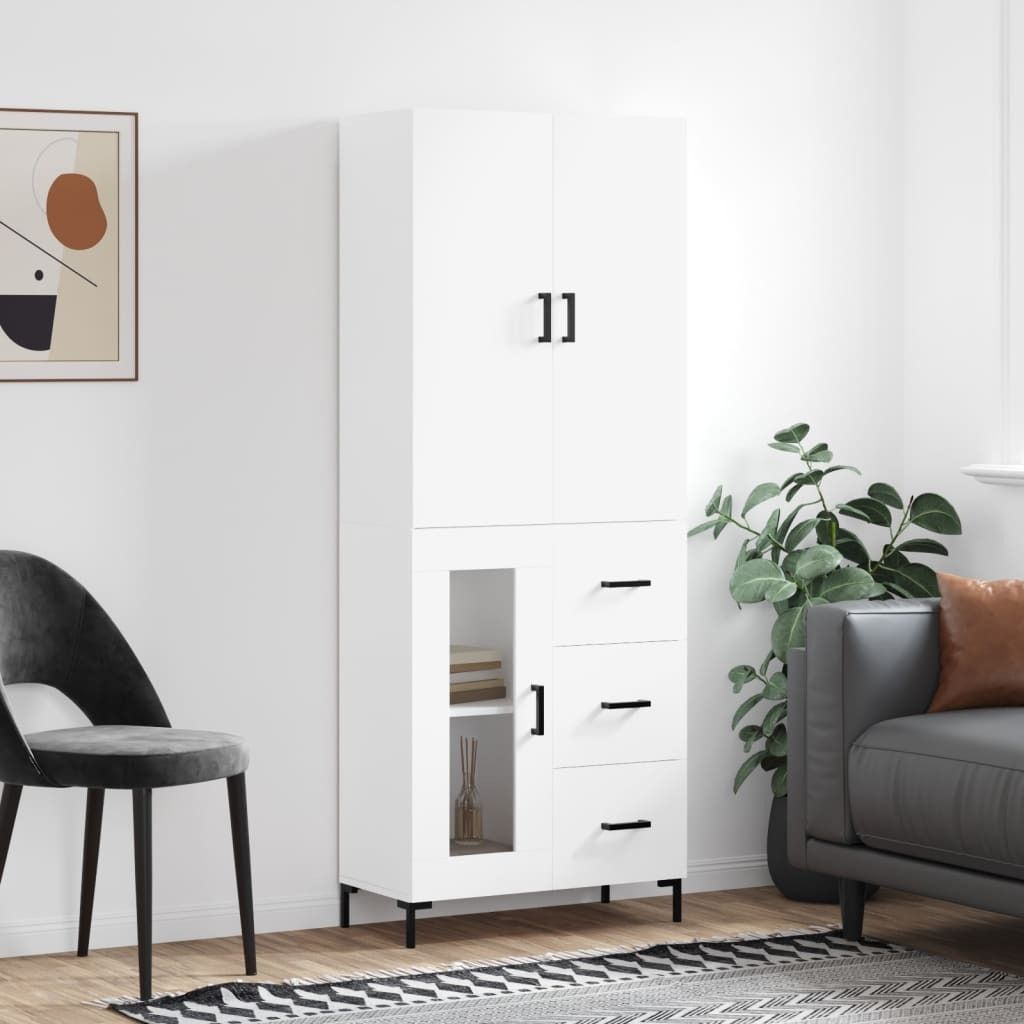 Möbel Highboard Weiß 69,5x34x180 cm Holzwerkstoff - Kommoden 3195955