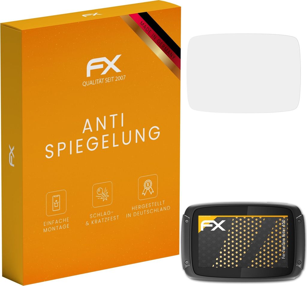 atFoliX FX-Antireflex 3x Schutzfolie kompatibel mit TomTom Rider 450 Displayfolie
