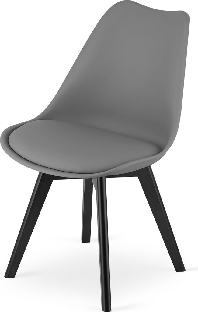 Esszimmerstuhl 1 Stuhl Wohnzimmerstuhl graphit mit Vollholzbeinen in schwarz, bequemer & stabiler Schalenstuhl