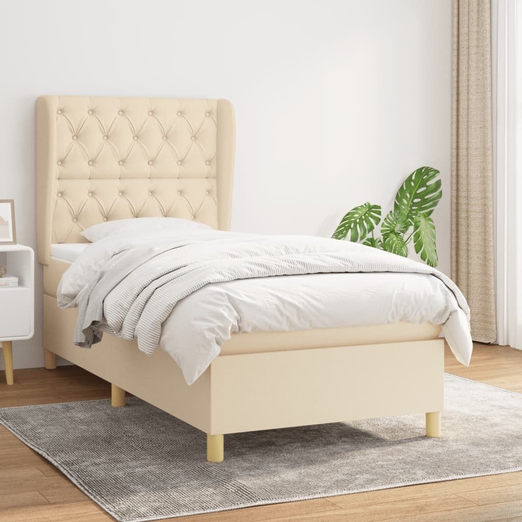 Maison Exclusive - Boxspringbett mit Matratze Creme 80x200 cm Stoff