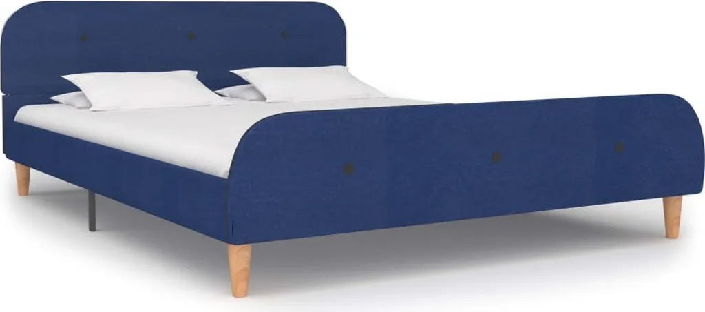 Lit 140x200 cm stable et silencieux en tissu bleu The Living Store solide