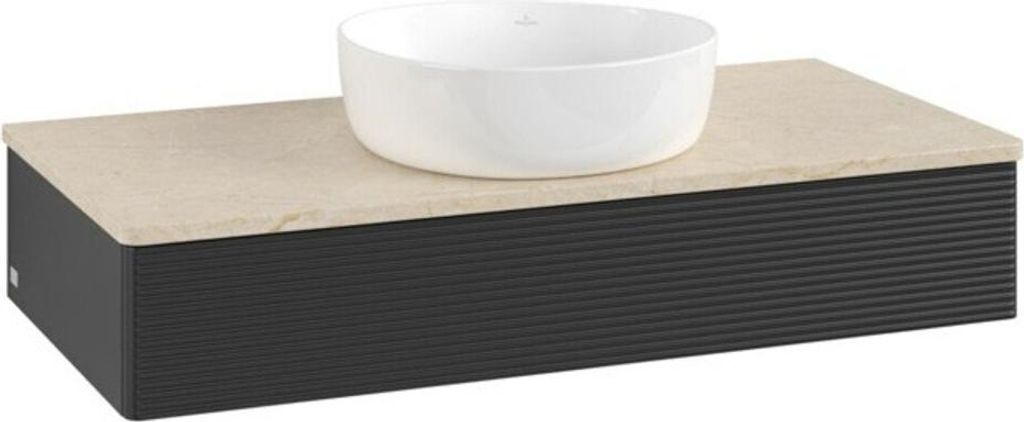 V&B Waschtischunterschrank mit Frontstruktur Antao 100x19x50cm, WBP-farbe botti., bla m Lac