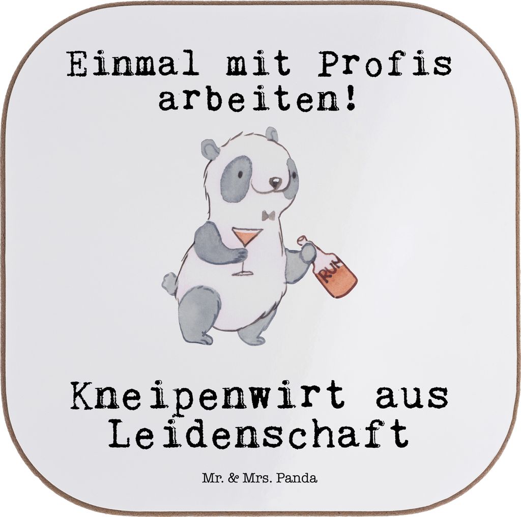 Mr. & Mrs. Panda Untersetzer Kneipenwirt Leidenschaft - Weiß - Geschenk, Spruch, Coaster, Bar, Tassen, Kneipe, Glas, Gaststätte, Gläser, für, K...