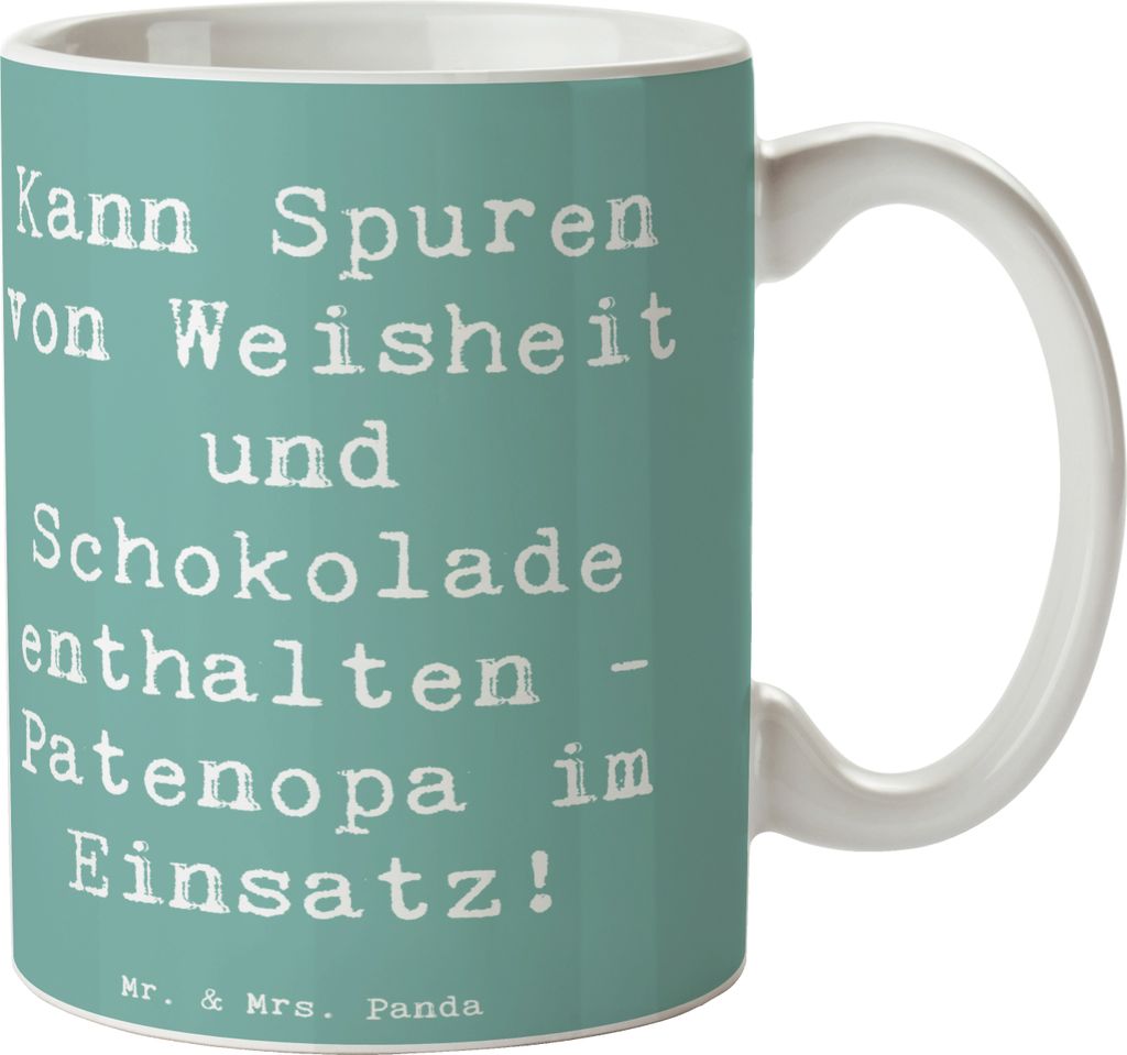 Mr. & Mrs. Panda Teebecher Spruch Patenopa und Weisheit - Meeresbrise - Geschenk, handgemacht, Humor, Großvater, Familie, Kaffeetasse, Verwandte, ...