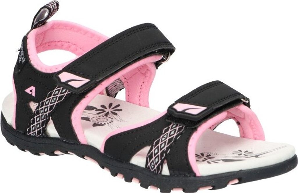 AMERICAN CLUB HL131 Solide KinderSandalen, Naturleder Innensohle, Klett Sandalen, Sportsandalen, Schwarz 36
