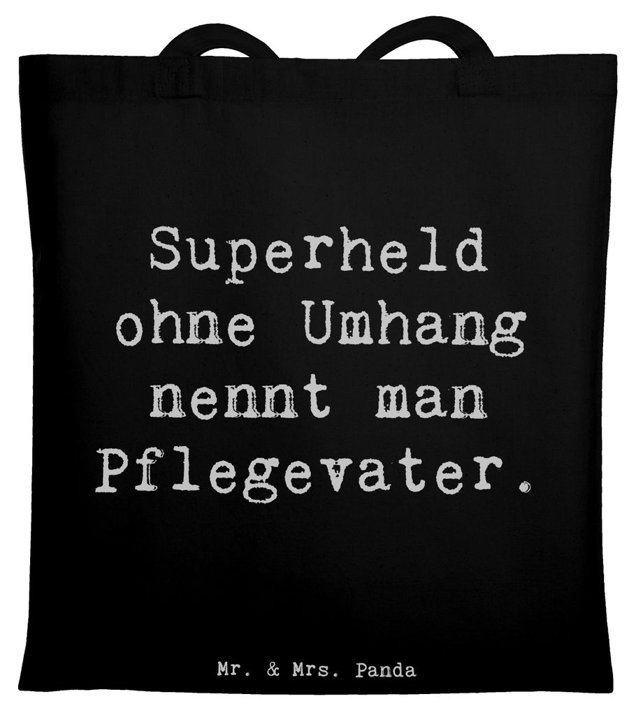 Mr. & Mrs. Panda Shopping Tasche Spruch Pflegevater Held - Schwarz - Geschenk, Kinderbetreuung, canvas, Vertrauen, Geburtstage, Tote Bag, Freude, J...