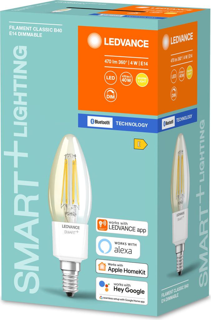 Ledvance LED Filament Smart+ Kerze 4W = 40W E14 klar 470lm Produktbild 2