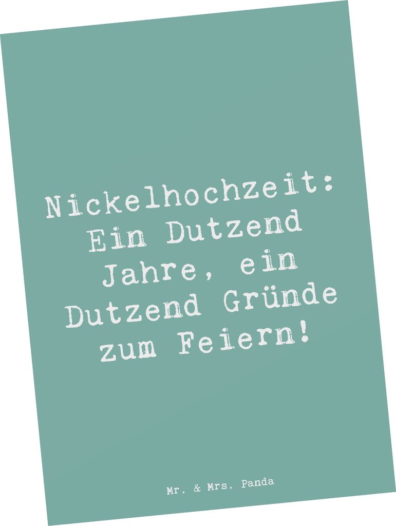 Mr. & Mrs. Panda Postkarte Spruch 12 Hochzeitstag Nickelhochzeit - Meeresbrise - Geschenk, Heiraten, Geschenke, Grußkarte, Ansichtskarten, Postkar...