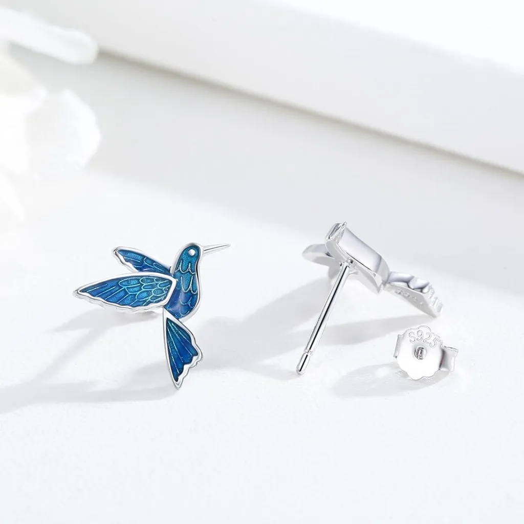 SOFIA MILANI - Orecchini da Donna in Argento 925 - Orecchino a Perno a Colibrì Martellato - E2032
