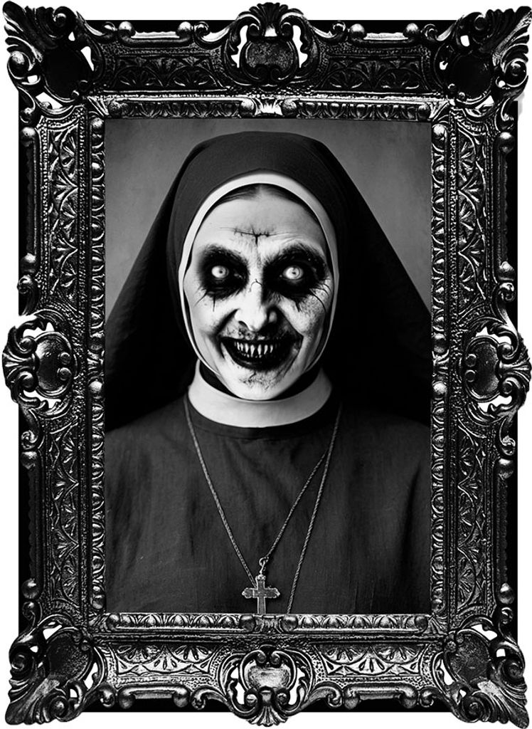 Halloween Nonne Wandbild Vintage Horror Dekoration Spuk Geist Gruseliges Gesicht Gruseldekoration Kunstwerk Wandtattoo Eerie Kunst Gothic Stil, Far...