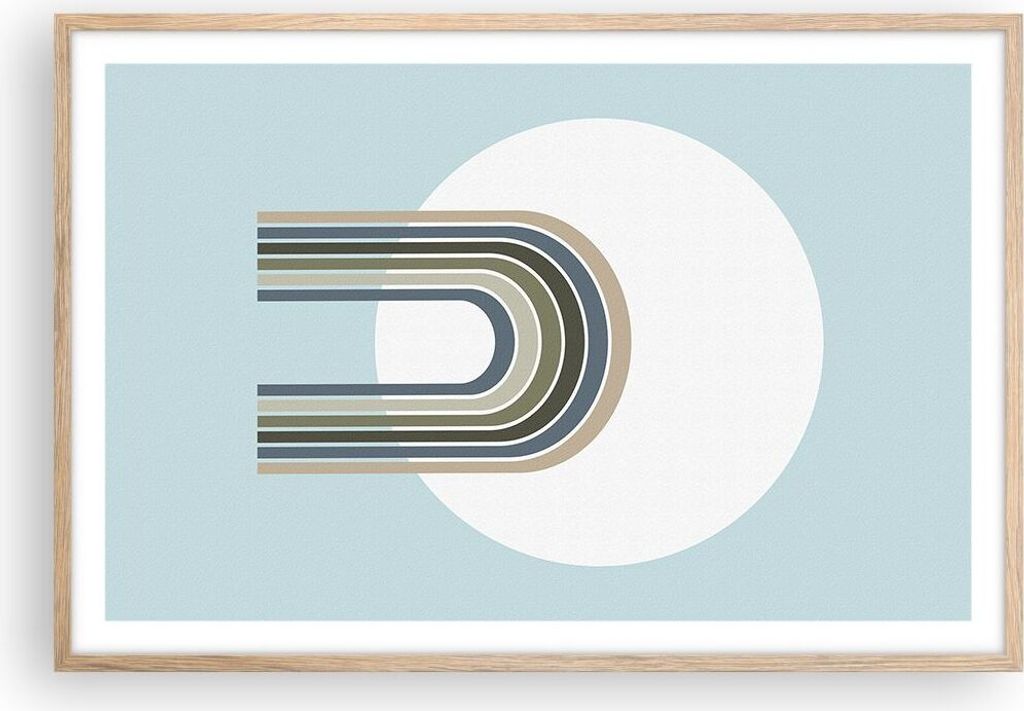 Gerahmtes Poster - Rahmen in heller Eiche - Formen Rad Linien - 91,5x61 cm - Wand Bild - Wanddeko - Wandbilder - Kunstposter - Wandposter - Bilderr...