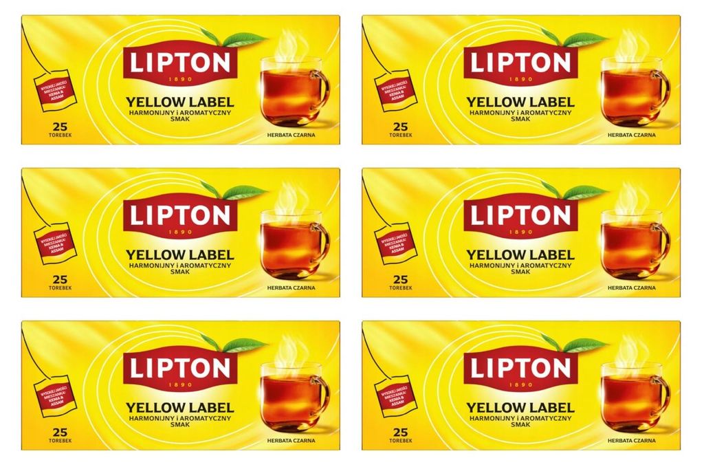 Lipton Yellow Label Schwarzer Tee 6x 25 Teebeutel - Produktbild 