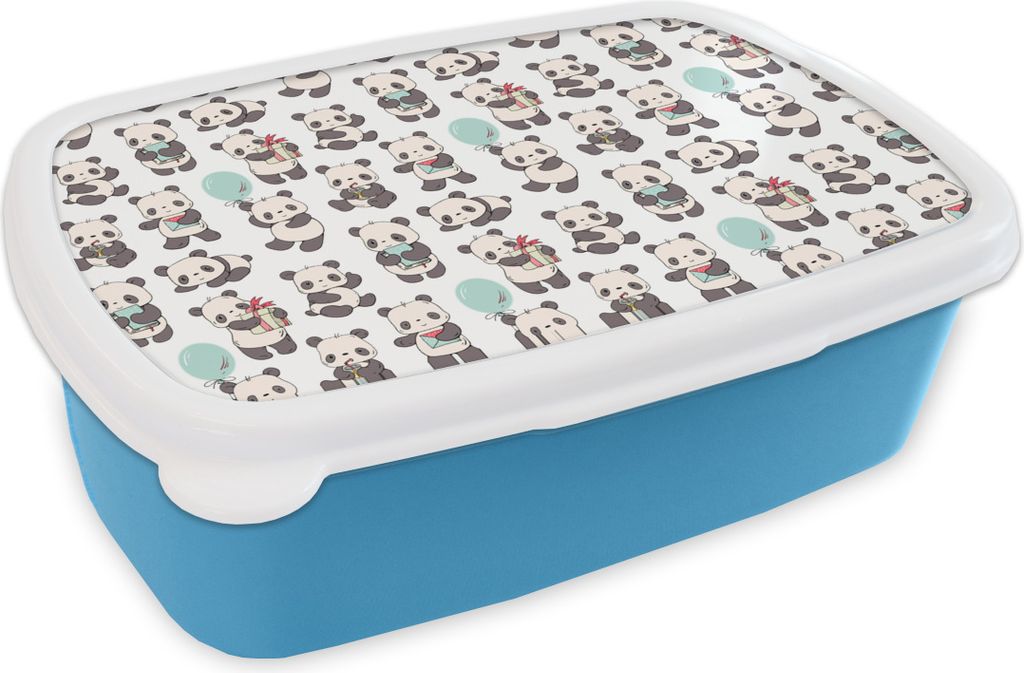 KitchenYeah Lunchbox Brotzeit Brotdose 17x11 cm Geschenk - Panda - Muster Kinder Brotzeitdose - Lunch - Kunststoff - Brotbüchse - Sandwichbox -...