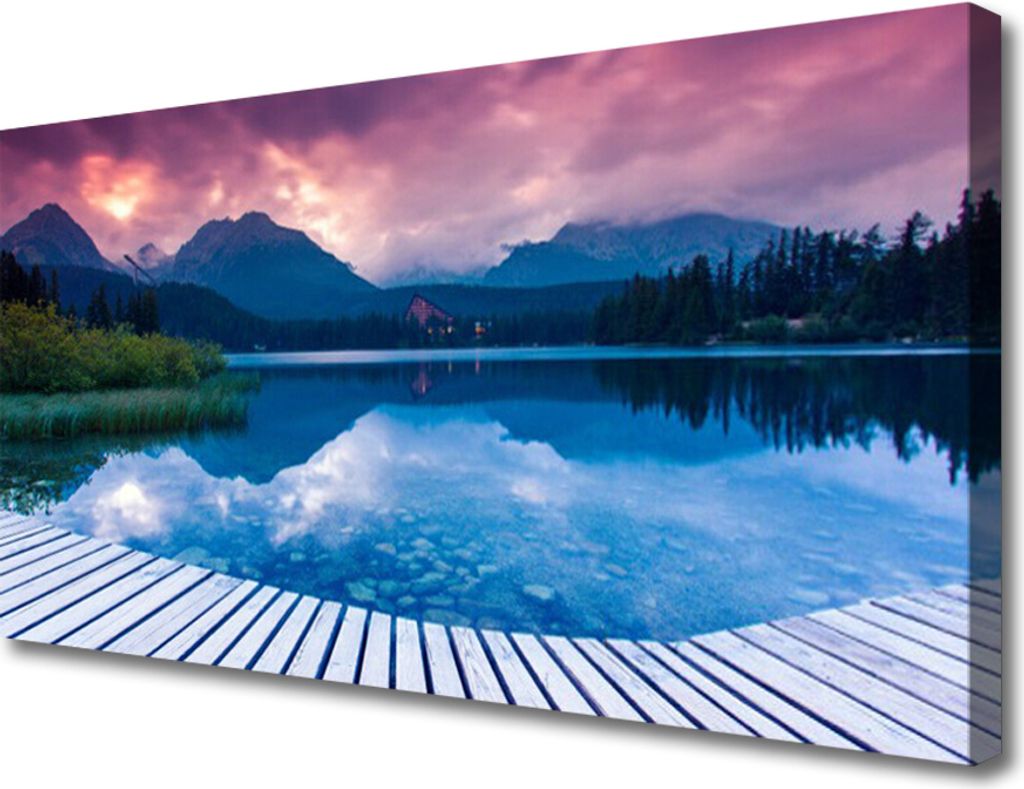 Tulup Leinwand-Bilder 100x50 Wandbild Canvas Kunstdruck Gebirge See Landschaft