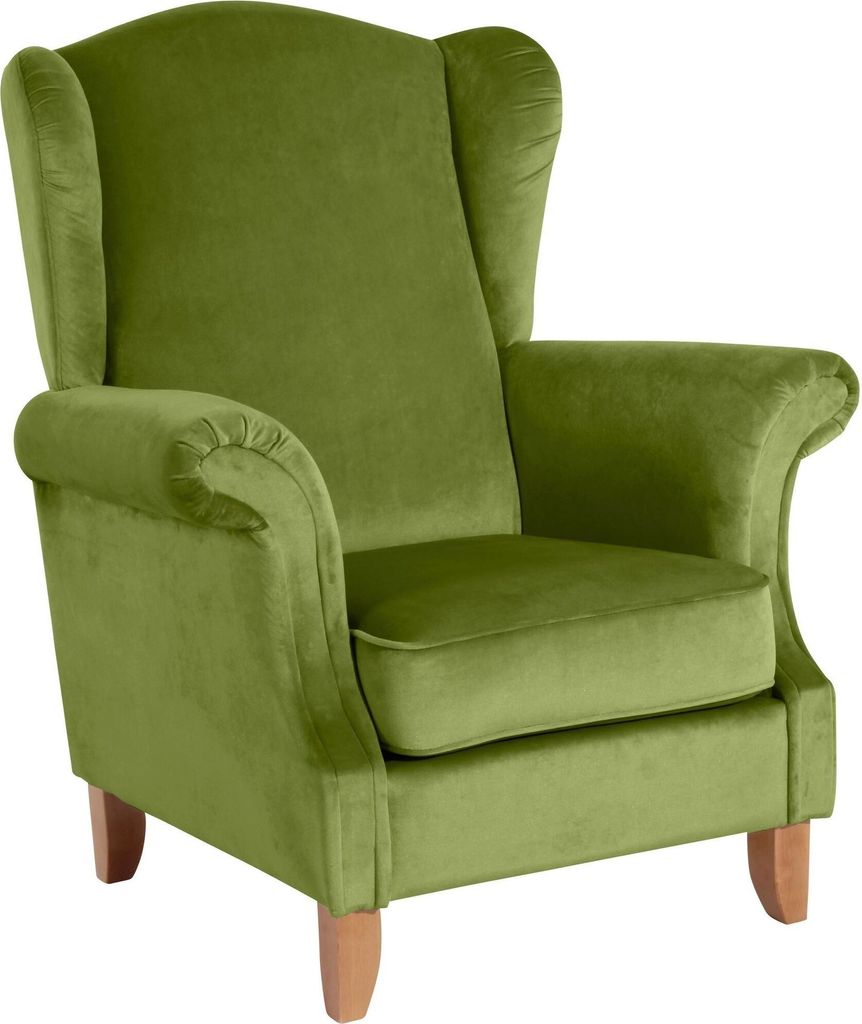 Ohrensessel Katria Bezug Samtvelours Buche natur / oliv 22824
