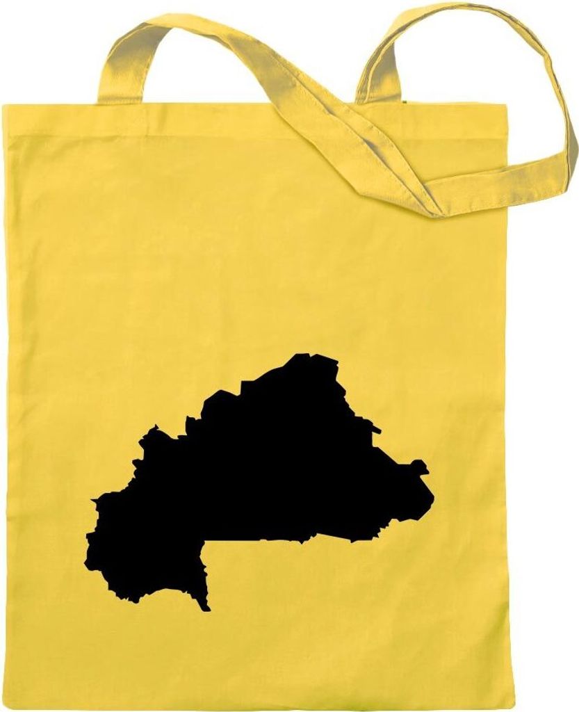 Kiwistar - Baumwolltasche - gelb - Burkina Faso Umriss Kontur - Tragetasche Stoffbeutel Umhängetasche langer Henkel