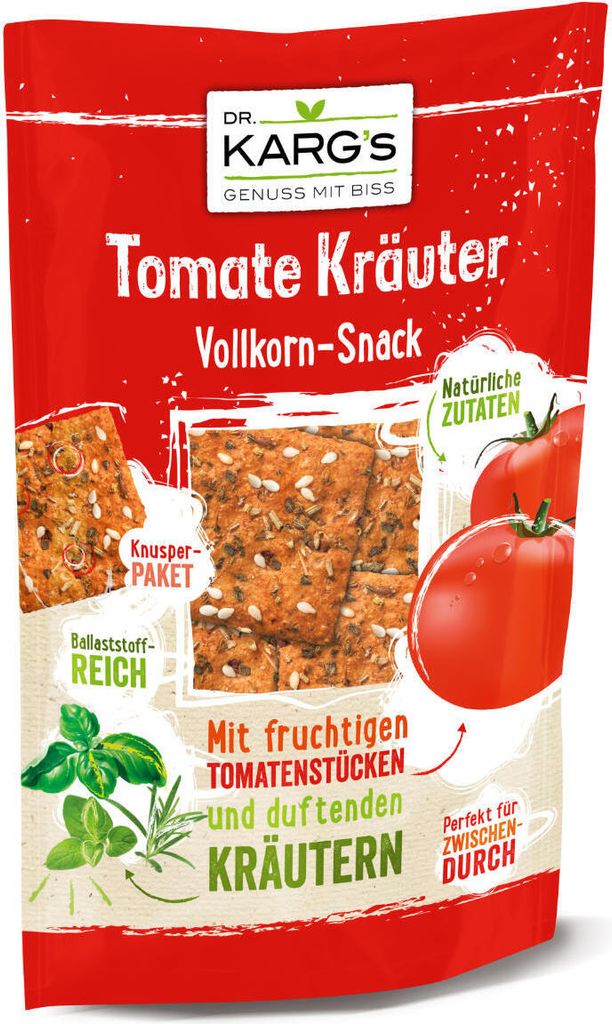 Dr. Kargs Tomate Kräuter Vollkorn Knäckebrot Snack vegetarisch 110g