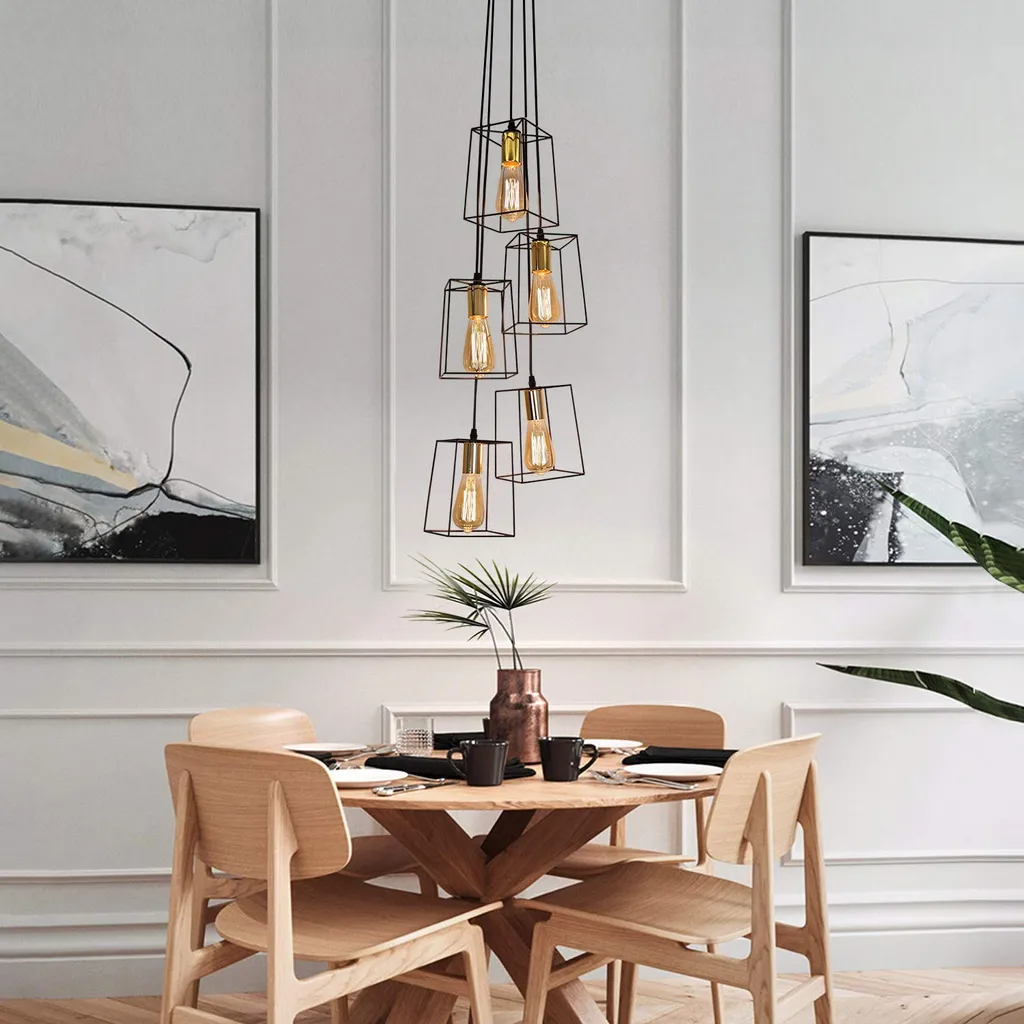 Lampe de Table Suspendue à Hauteur Réglable Noire E27 Style Industriel - 14