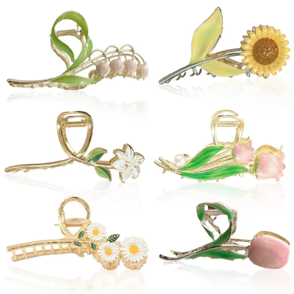 Accessoires Cheveux Lot de 6 Pinces Tulipe et Fleur pour Chignon Chic