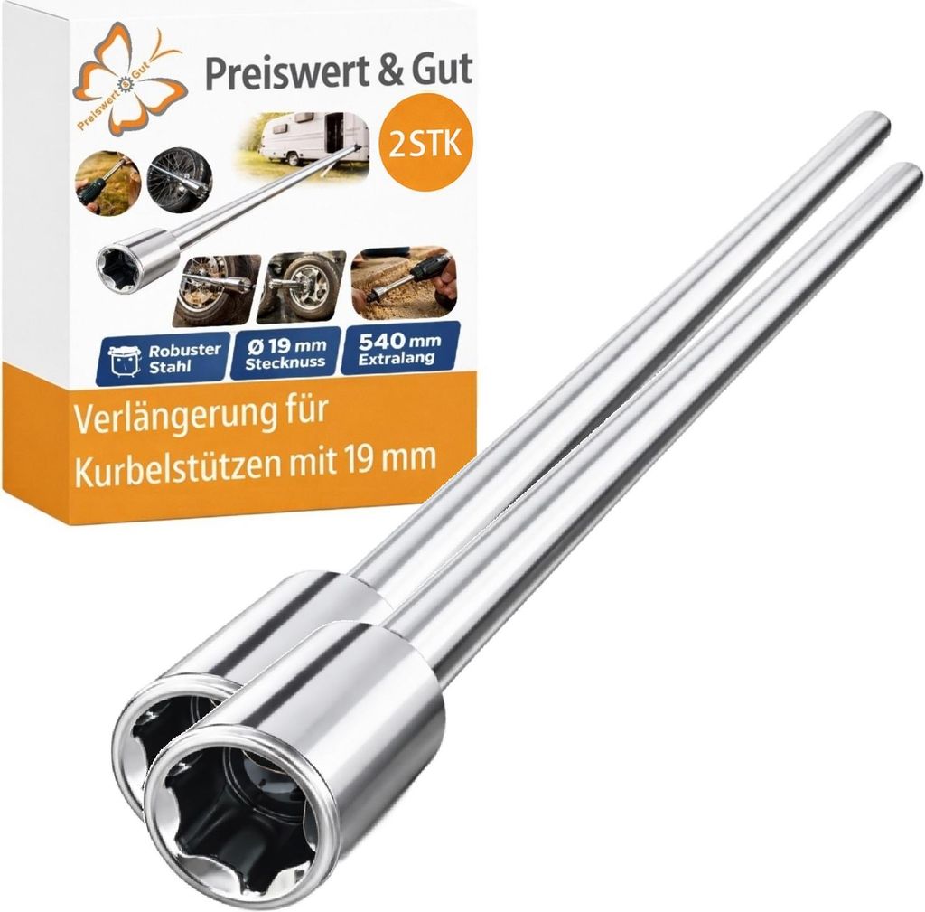 Wohnwagen Kurbel 2er Set für Akkuschrauber 540 mm Stahl Produktbild 