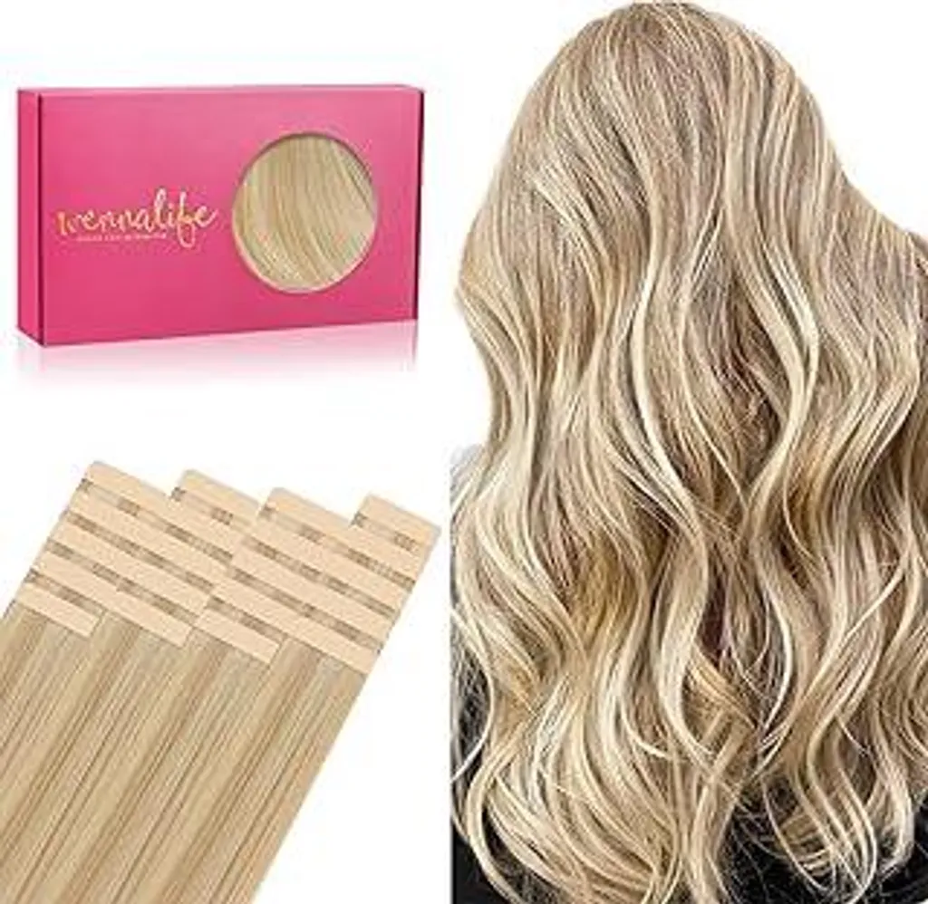 WENNALIFE Extension Biadesive 14 Pollici Biondo Mix Capelli Veri