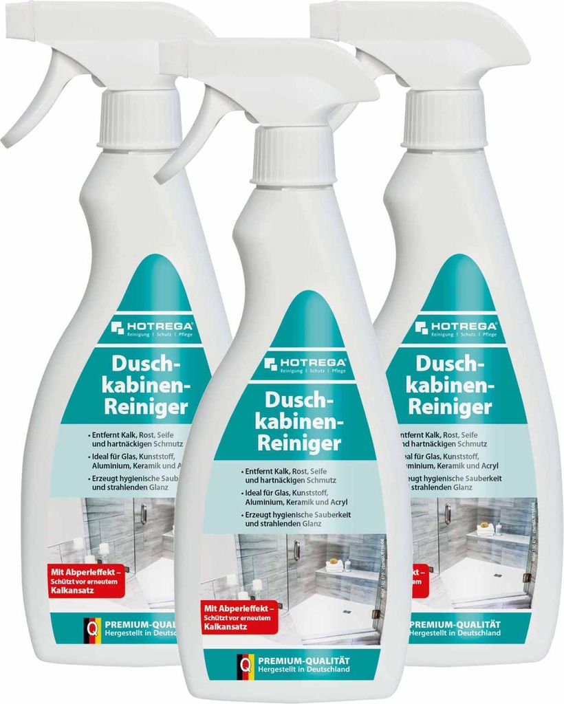 HOTREGA Duschkabinen Reiniger 500 ml - Badreiniger, Sanitärreiniger, Glasreiniger, Kalkreiniger, Kalklöser