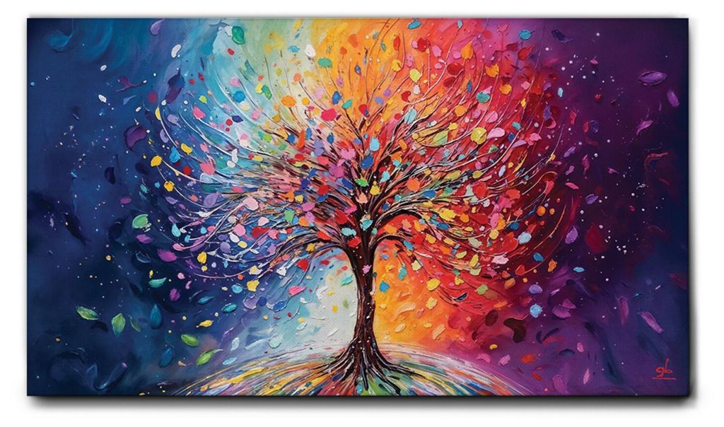 Giallobus - 05 - Regenbogenbaum - Giallobus - 35L x 20B cm - Bild - Leinwand mit Standardrahmen
