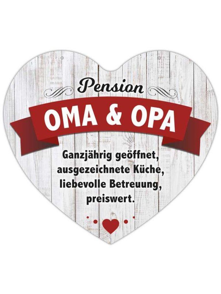 Herz Blechschild Pension Oma und Opa HB003