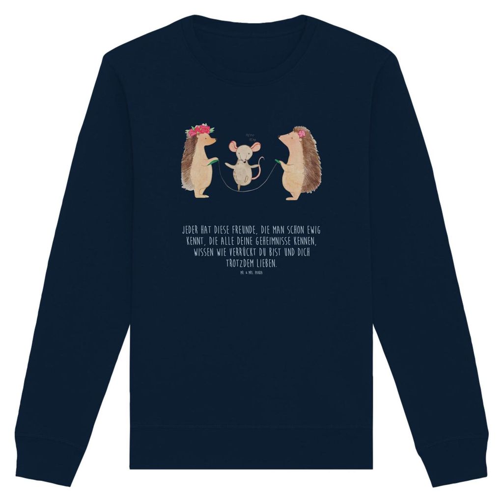 Mr. & Mrs. Panda Bio Pullover Igel Seilhüpfen Größe M - French Navy - Geschenk, Kindergarten, Lustige Sprüche, Seilspringen, Pulli, Sweater, Sw...