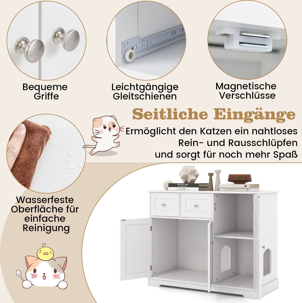 COSTWAY Katzenschrank für Katzentoilette, Katzenklo Schrank Produktbild 6