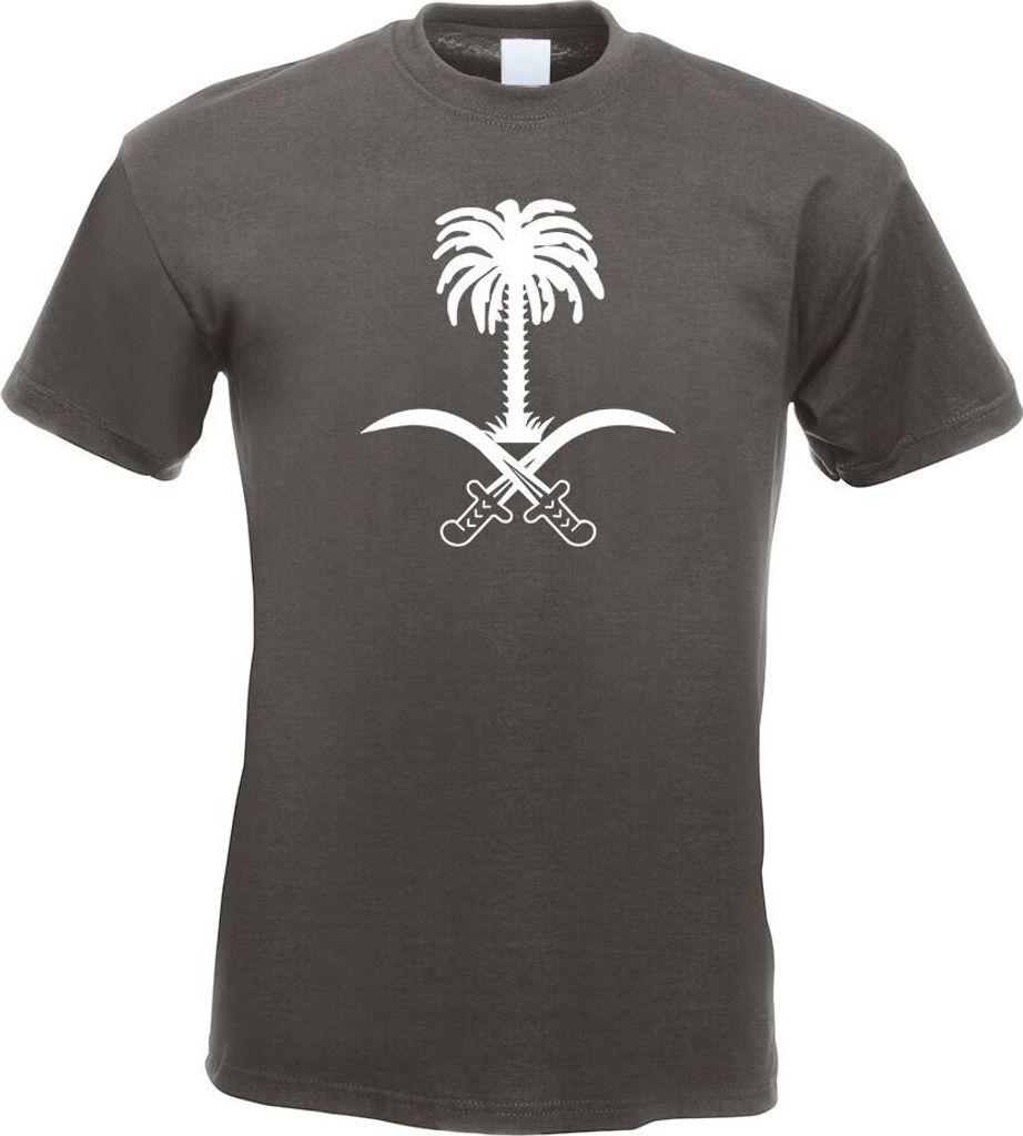 Kiwistar - T-Shirt - Graphit - Saudi Arabien Wappen Motiv Bedruckt Funshirt Design Print - mit Motiv Bedruckt - Funshirt Design - Sport - Freizeit ...