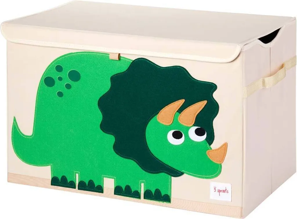 Grand coffre à jouets avec couvercle dinosaure pour chambre d'enfant