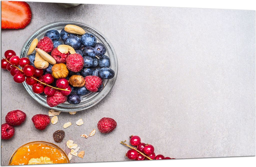 Herdabdeckplatte Ceranfeldabdeckung Spritzschutz Glas 80x52 Obst