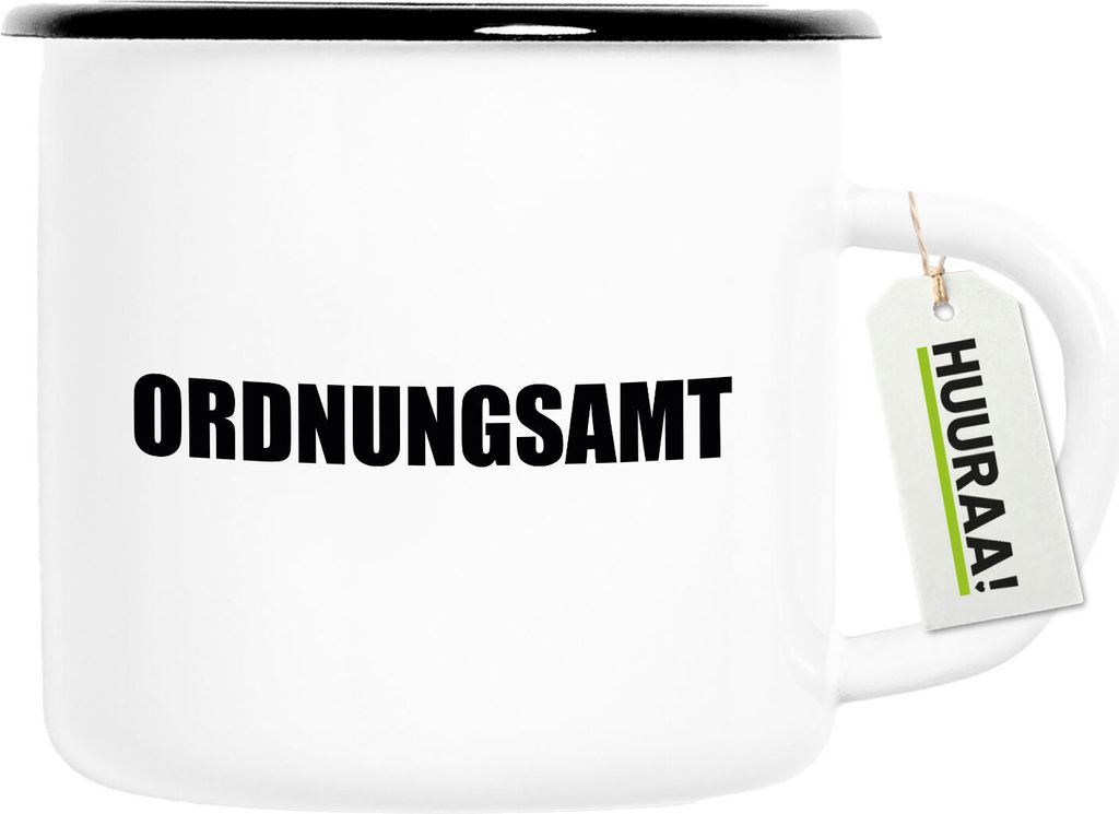 Huuraa Emaille Tasse Ordnungsamt Schriftzug 300ml Vintage Produktbild 
