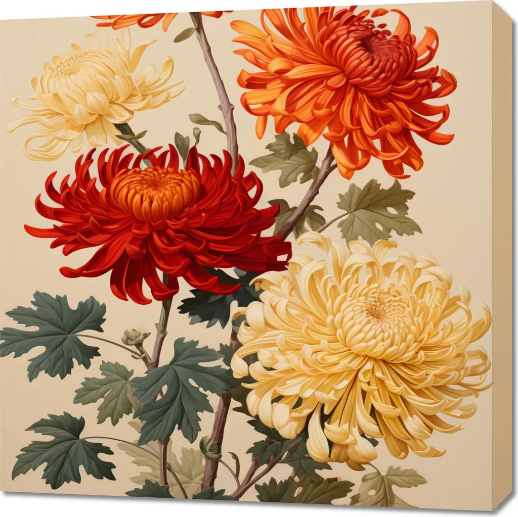 Chrysanthèmes dansants Image 70x70 cm - Impression florale haute qualité