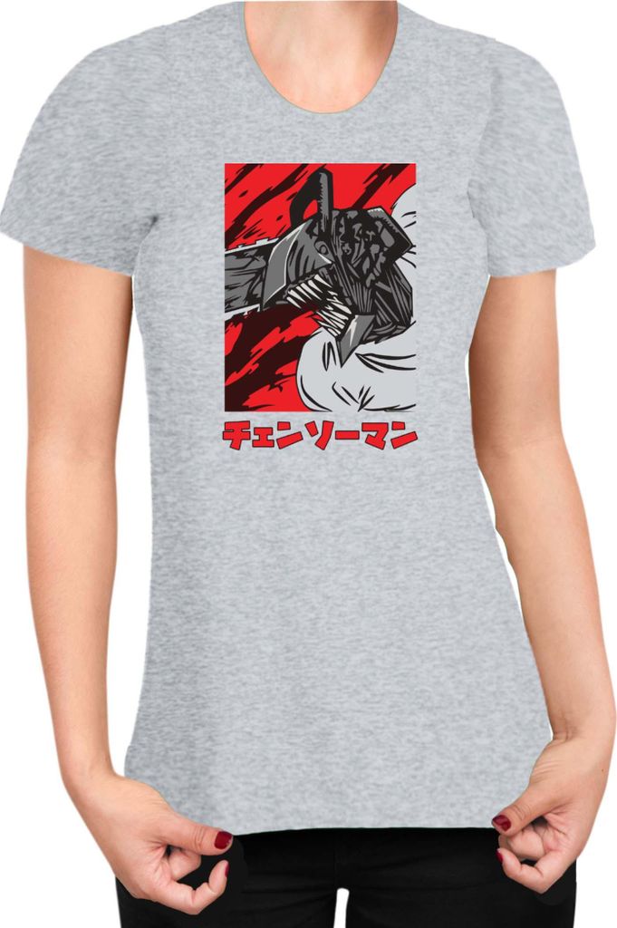 Damen T-Shirt Manga Japan Anime Comics Animation Chainsaw Anime manga Man 13, Lady 2XL / Grau
