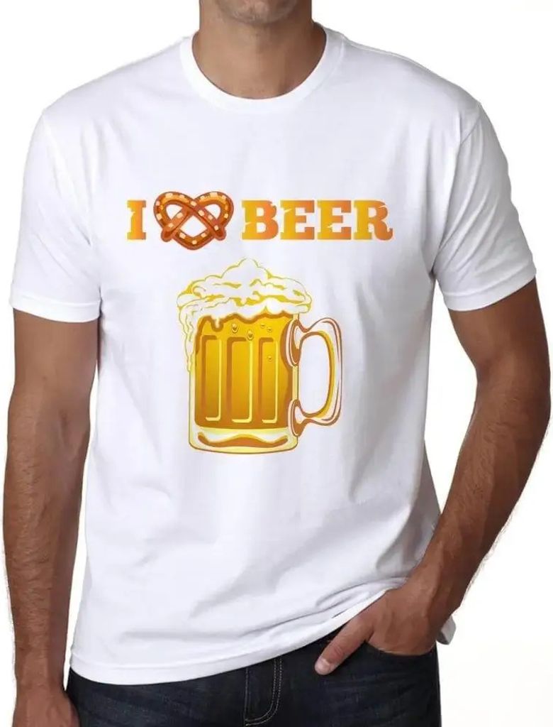 Herren Grafik T-Shirt Ich liebe Bier 2 – I Love Beer 2 – Öko-Verantwortlich Vintage Jahrgang Kurzarm Lustige Druck Geburtstag