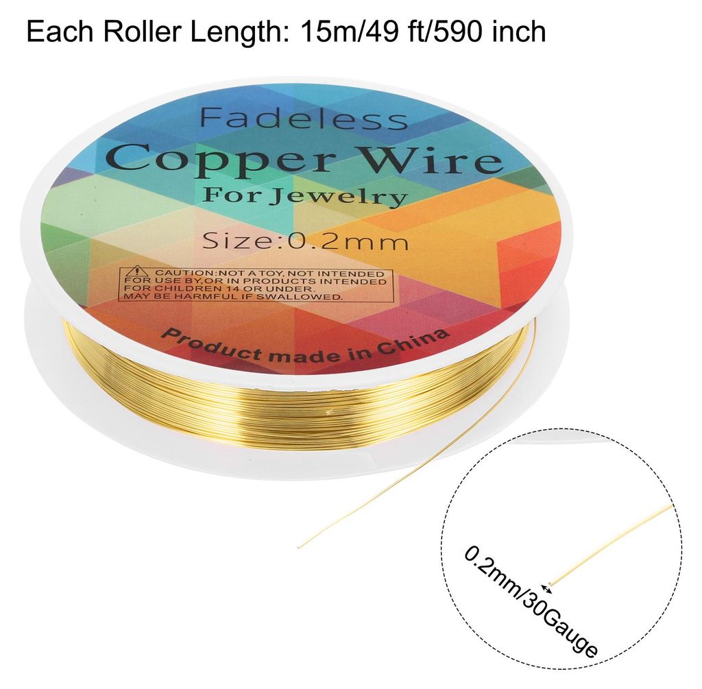 0,2 mm / 30 Gauge Kupferdraht fš¹r die Schmuckherstellung, 1 Rolle handwerklicher anlaufgeschš¹tzter Perlen-Draht fš¹r Schmuckherstellung DIY...